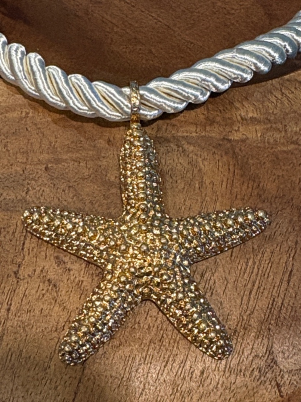 Zara Gold Starfish Pendant on Cream Twisted Cord - Picture 11 of 12